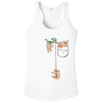 Happy Sloth Family Habitat In Pocket Ladies PosiCharge Competitor Racerback Tank