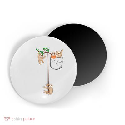 Happy Sloth Family Habitat In Pocket Magnet