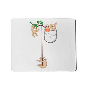 Happy Sloth Family Habitat In Pocket Mousepad