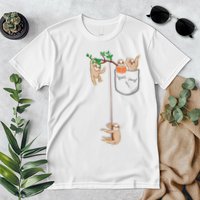 Happy Sloth Family Habitat In Pocket Premium T-Shirt