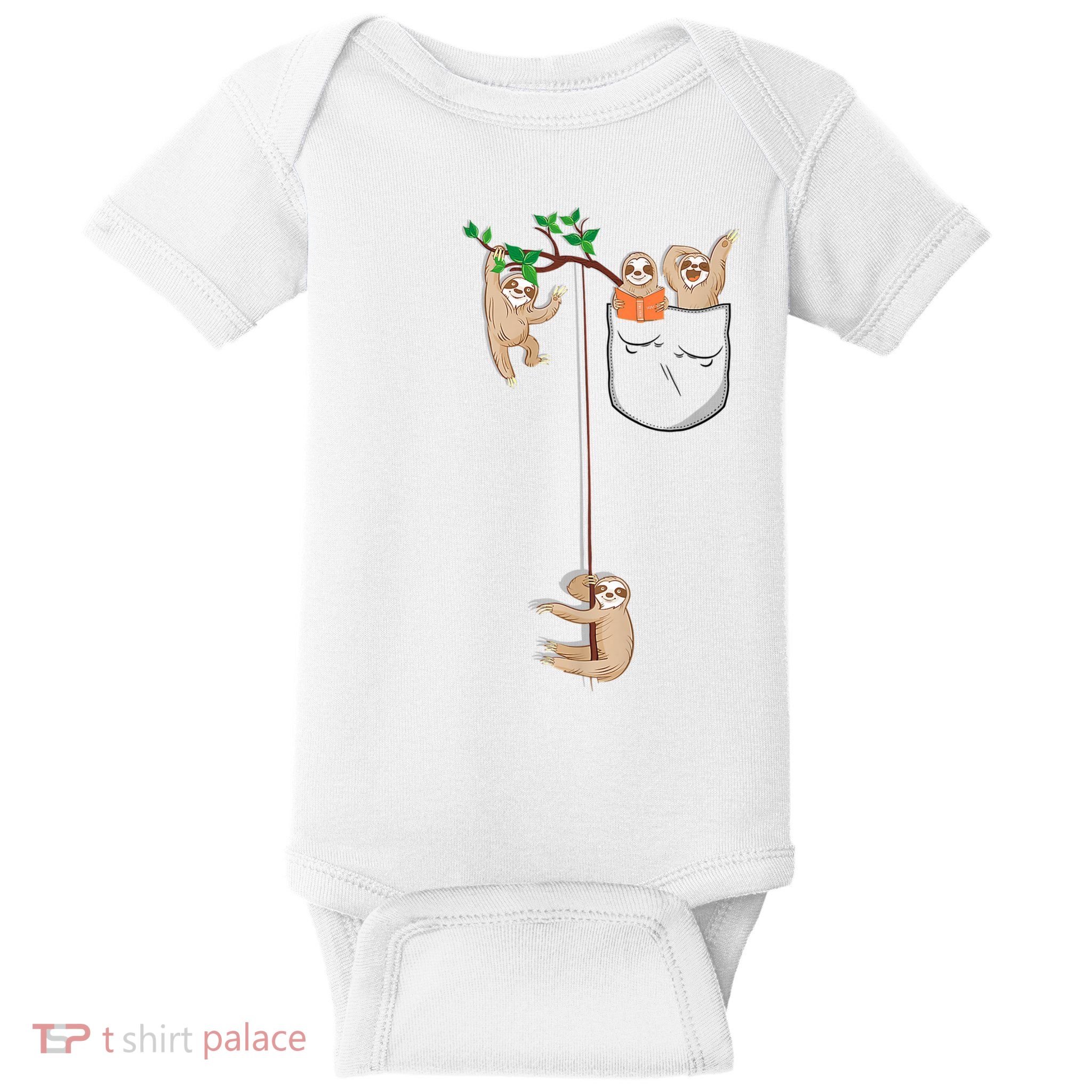 Happy Sloth Family Habitat In Pocket Baby Bodysuit