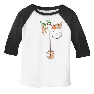Happy Sloth Family Habitat In Pocket Toddler Fine Jersey T-Shirt