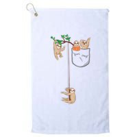 Happy Sloth Family Habitat In Pocket Platinum Collection Golf Towel