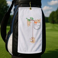 Happy Sloth Family Habitat In Pocket Golf Towel