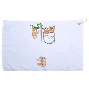 Happy Sloth Family Habitat In Pocket Grommeted Golf Towel