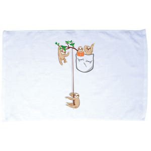 Happy Sloth Family Habitat In Pocket Microfiber Hand Towel