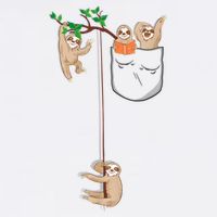 Happy Sloth Family Habitat In Pocket Short Acrylic Beanie