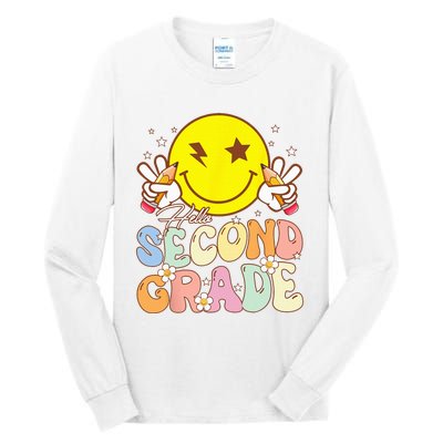 Hello Second Grade 2nd Team Funny Smile Face Back To School Tall Long Sleeve T-Shirt