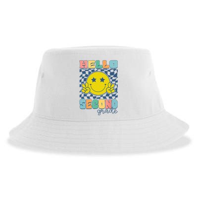 Hello Second Grade Retro Smile Team 2nd Grade Back To School Sustainable Bucket Hat