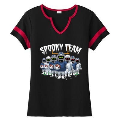 Halloween Spooky Ghost Team American Football Gift Ladies Halftime Notch Neck Tee