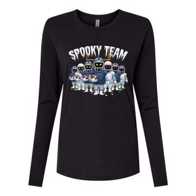 Halloween Spooky Ghost Team American Football Gift Womens Cotton Relaxed Long Sleeve T-Shirt