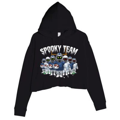 Halloween Spooky Ghost Team American Football Gift Crop Fleece Hoodie