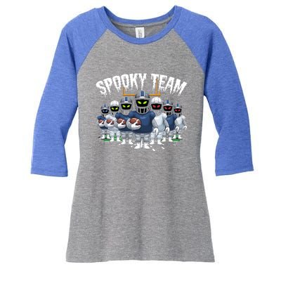 Halloween Spooky Ghost Team American Football Gift Women's Tri-Blend 3/4-Sleeve Raglan Shirt