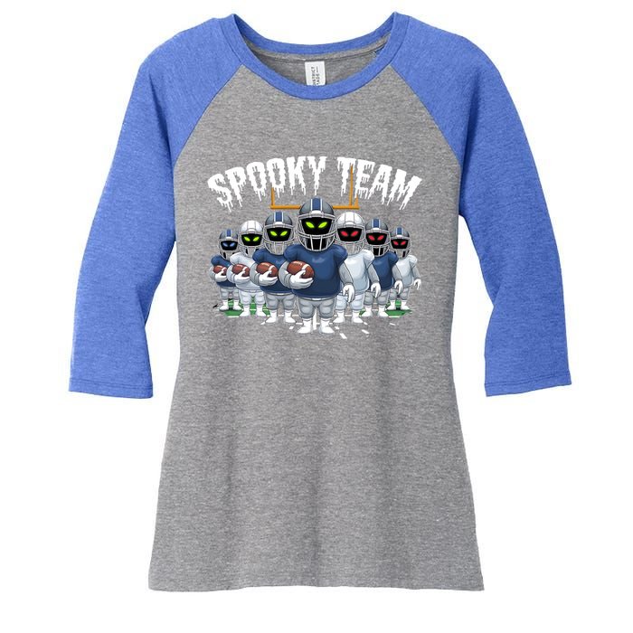 Halloween Spooky Ghost Team American Football Gift Women's Tri-Blend 3/4-Sleeve Raglan Shirt