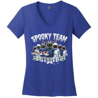 Halloween Spooky Ghost Team American Football Gift Women's V-Neck T-Shirt