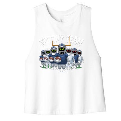 Halloween Spooky Ghost Team American Football Gift Women's Racerback Cropped Tank