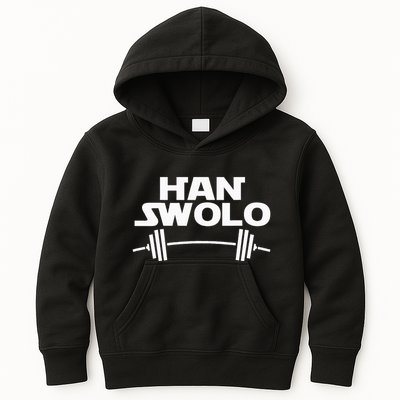 Han Swolo Gym Weightlifting Kids Hoodie