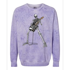 Happy Skeleton Guitar Guy - Rock And Roll Band Tees For  Colorblast Crewneck Sweatshirt