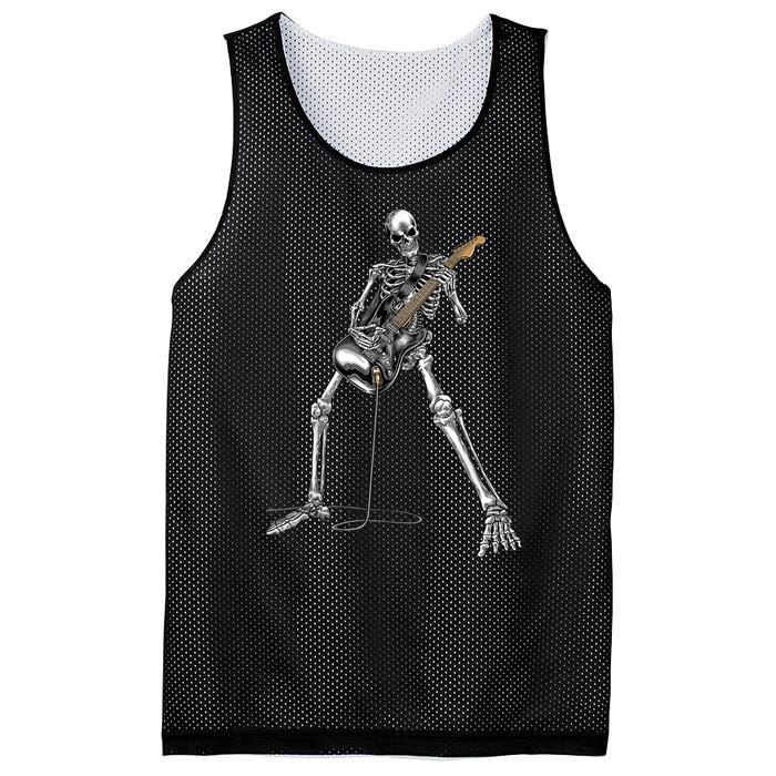 Happy Skeleton Guitar Guy - Rock And Roll Band Tees For  Mesh Reversible Basketball Jersey Tank