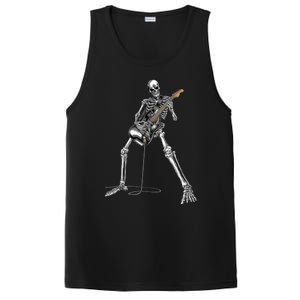 Happy Skeleton Guitar Guy - Rock And Roll Band Tees For  PosiCharge Competitor Tank