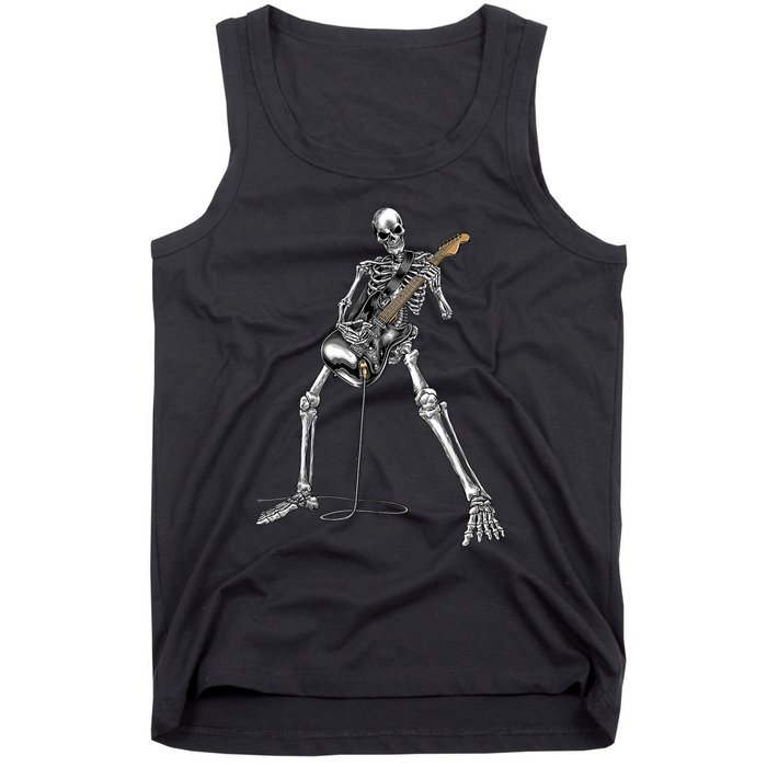 Happy Skeleton Guitar Guy - Rock And Roll Band Tees For  Tank Top