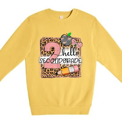 Hello Second Grade 2nd Grade Back To School Teacher Kids Girl Premium Crewneck Sweatshirt