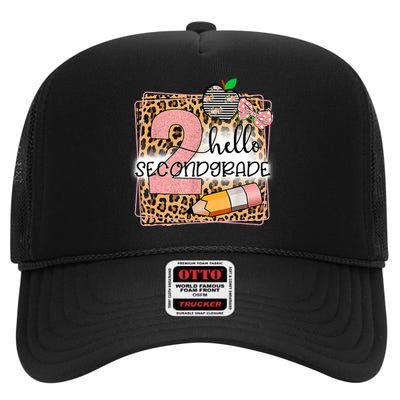 Hello Second Grade 2nd Grade Back To School Teacher Kids Girl High Crown Mesh Back Trucker Hat