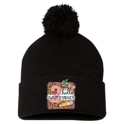 Hello Second Grade 2nd Grade Back To School Teacher Kids Girl Pom Pom 12in Knit Beanie