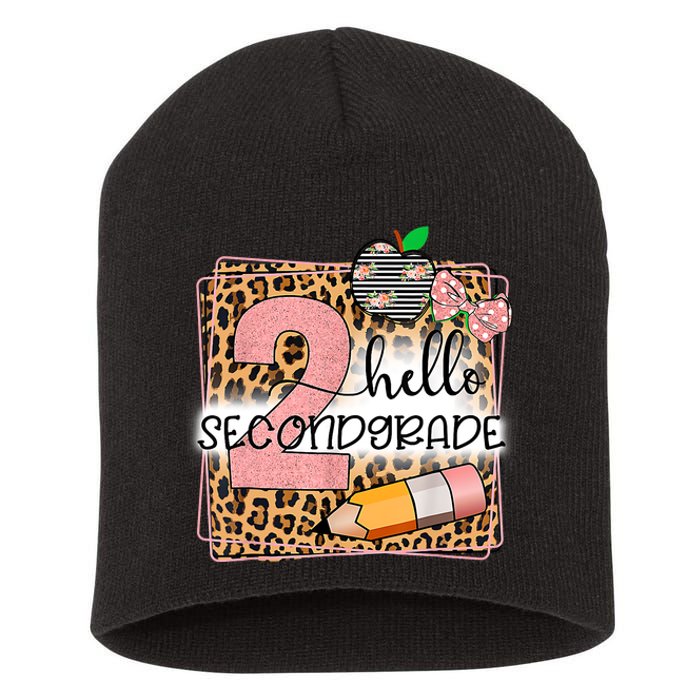 Hello Second Grade 2nd Grade Back To School Teacher Kids Girl Short Acrylic Beanie