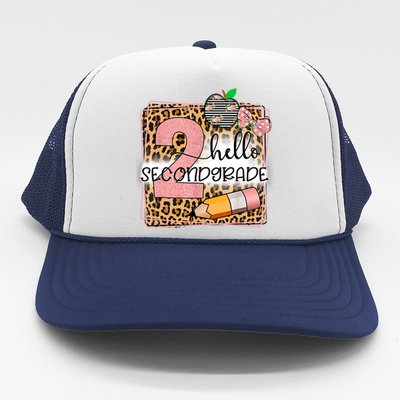 Hello Second Grade 2nd Grade Back To School Teacher Kids Girl Trucker Hat