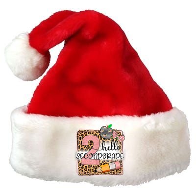 Hello Second Grade 2nd Grade Back To School Teacher Kids Girl Premium Christmas Santa Hat