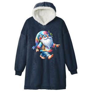 Hippie Santa Graphic For Christmas In July Hooded Wearable Blanket