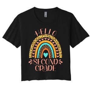 Hello Second Grade 2nd Grade Teacher Back To School Women's Crop Top Tee