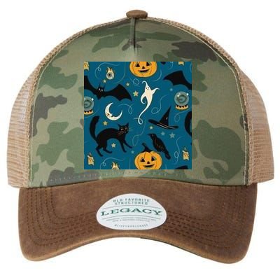 Halloween Spooky Ghost Pattern Legacy Tie Dye Trucker Hat