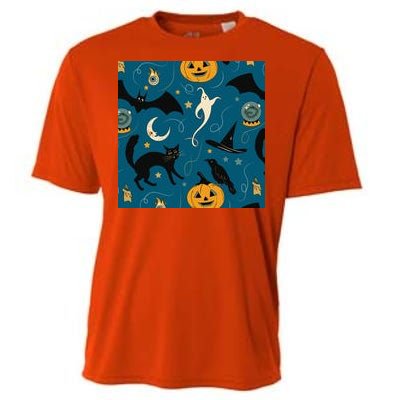 Halloween Spooky Ghost Pattern Cooling Performance Crew T-Shirt