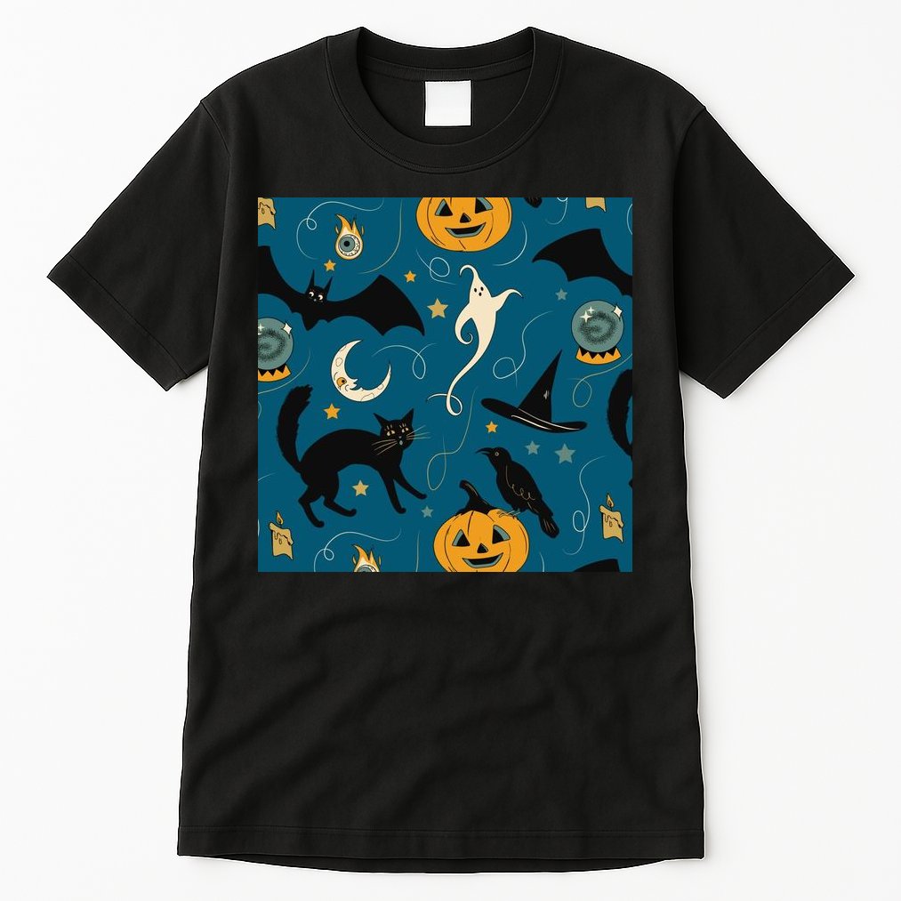 Halloween Spooky Ghost Pattern Tall T-Shirt