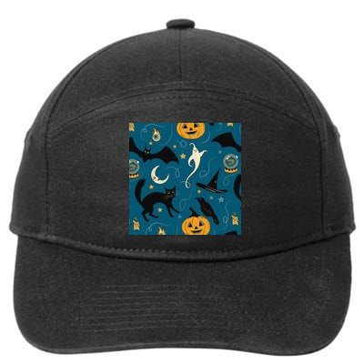 Halloween Spooky Ghost Pattern 7-Panel Snapback Hat