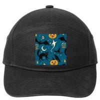 Halloween Spooky Ghost Pattern 7-Panel Snapback Hat