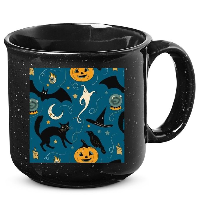 Halloween Spooky Ghost Pattern 15oz Campfire Ceramic Mug