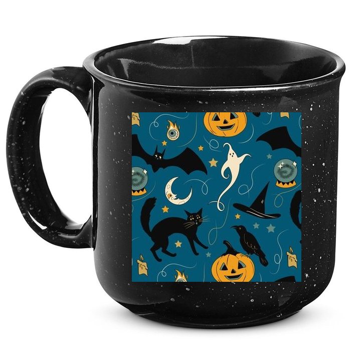 Halloween Spooky Ghost Pattern 15oz Campfire Ceramic Mug