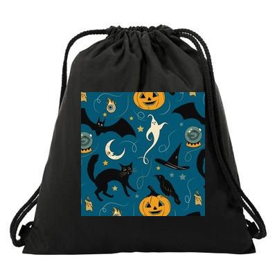 Halloween Spooky Ghost Pattern Drawstring Bag