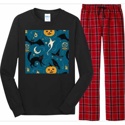 Halloween Spooky Ghost Pattern Long Sleeve Pajama Set