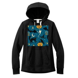 Halloween Spooky Ghost Pattern Women's Fleece Hoodie