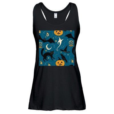 Halloween Spooky Ghost Pattern Ladies Essential Flowy Tank