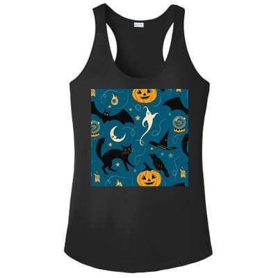 Halloween Spooky Ghost Pattern Ladies PosiCharge Competitor Racerback Tank