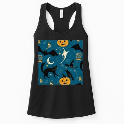 Halloween Spooky Ghost Pattern Womens Tank Top