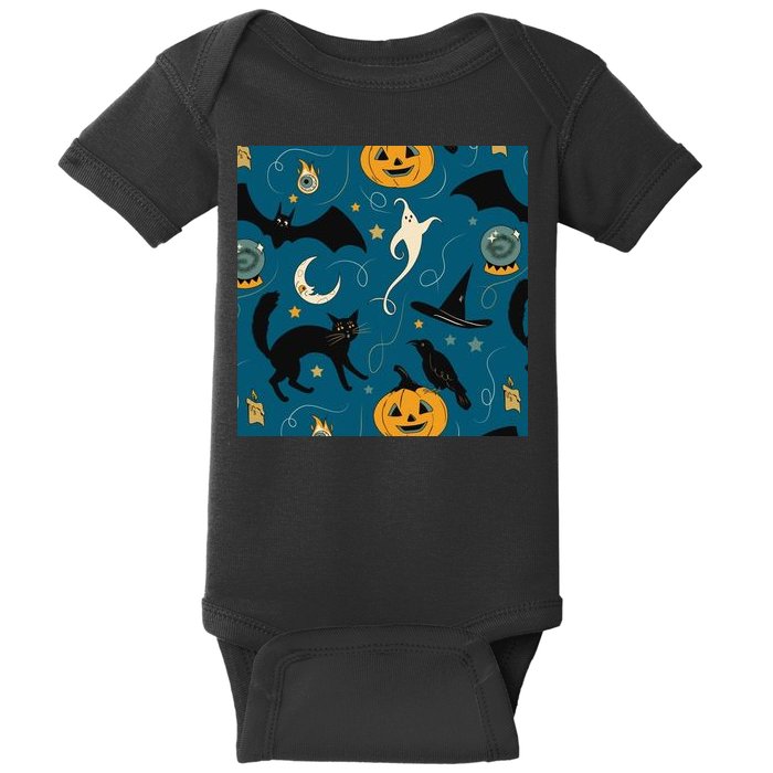 Halloween Spooky Ghost Pattern Baby Bodysuit