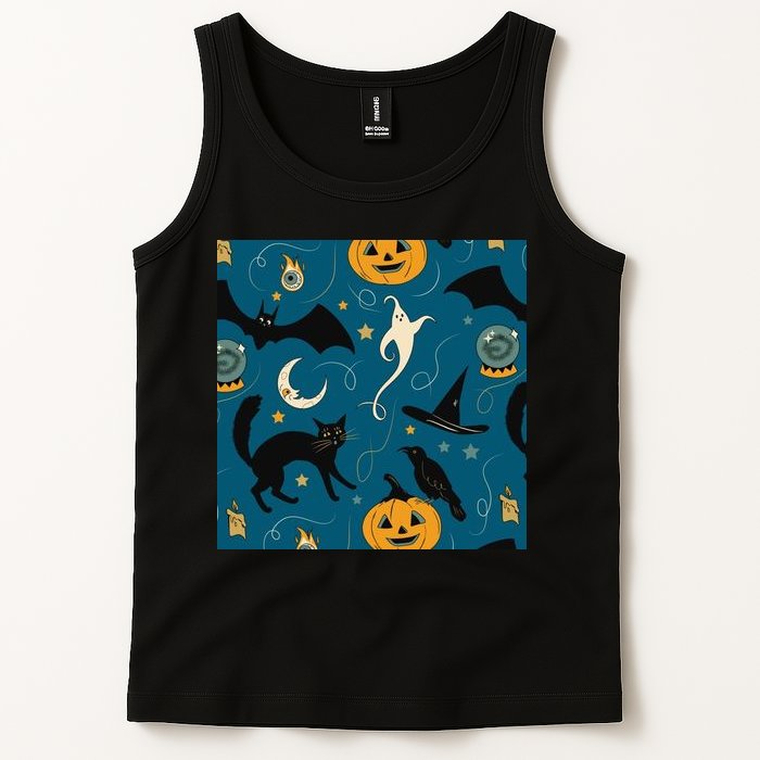 Halloween Spooky Ghost Pattern Tank Top