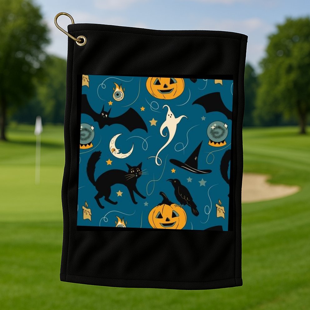 Halloween Spooky Ghost Pattern Golf Towel