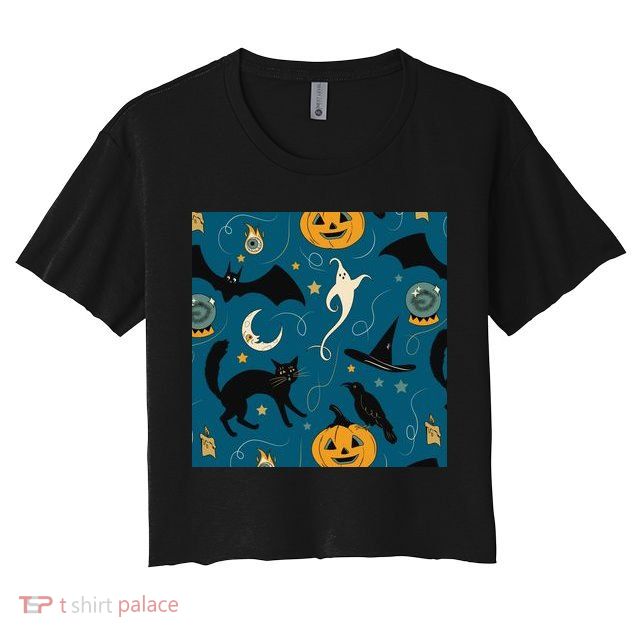 Halloween Spooky Ghost Pattern Crop Top